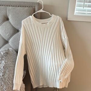 RD Style Cream Ribbed Crew Neck Sweater